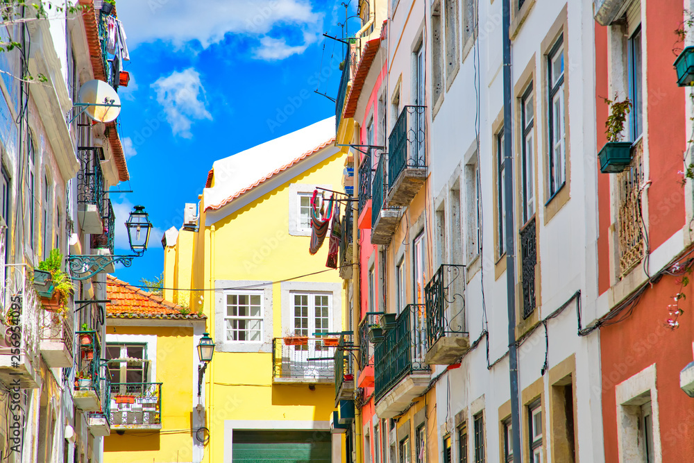 Colorful buildings of Lisbon historic center