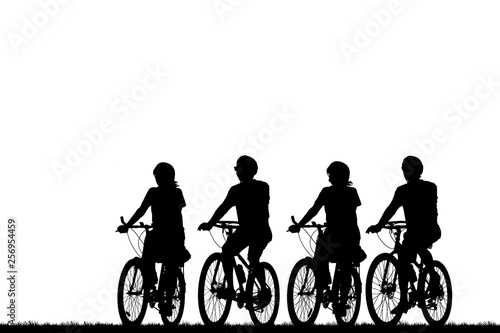 silhouette cyclists bicycle riders on white background.
