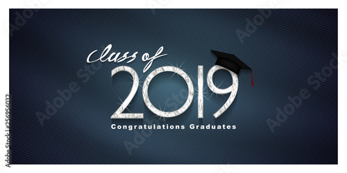 Vector text for graduation silver design, congratulation event, T-shirt, party, high school or college graduate. silver Lettering Class of 2019 for greeting, invitation card	