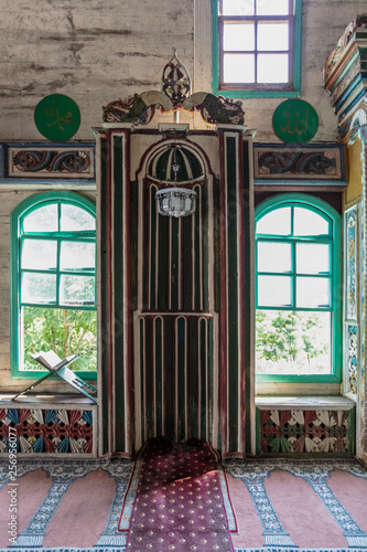 Artvin, Macahel, Turkey - July 25, 2015; An interior view from the historical Camii Mosque in Artvin Macahel  Camili Village. The mosque is famous for its hand painted and wooden ornaments. photo