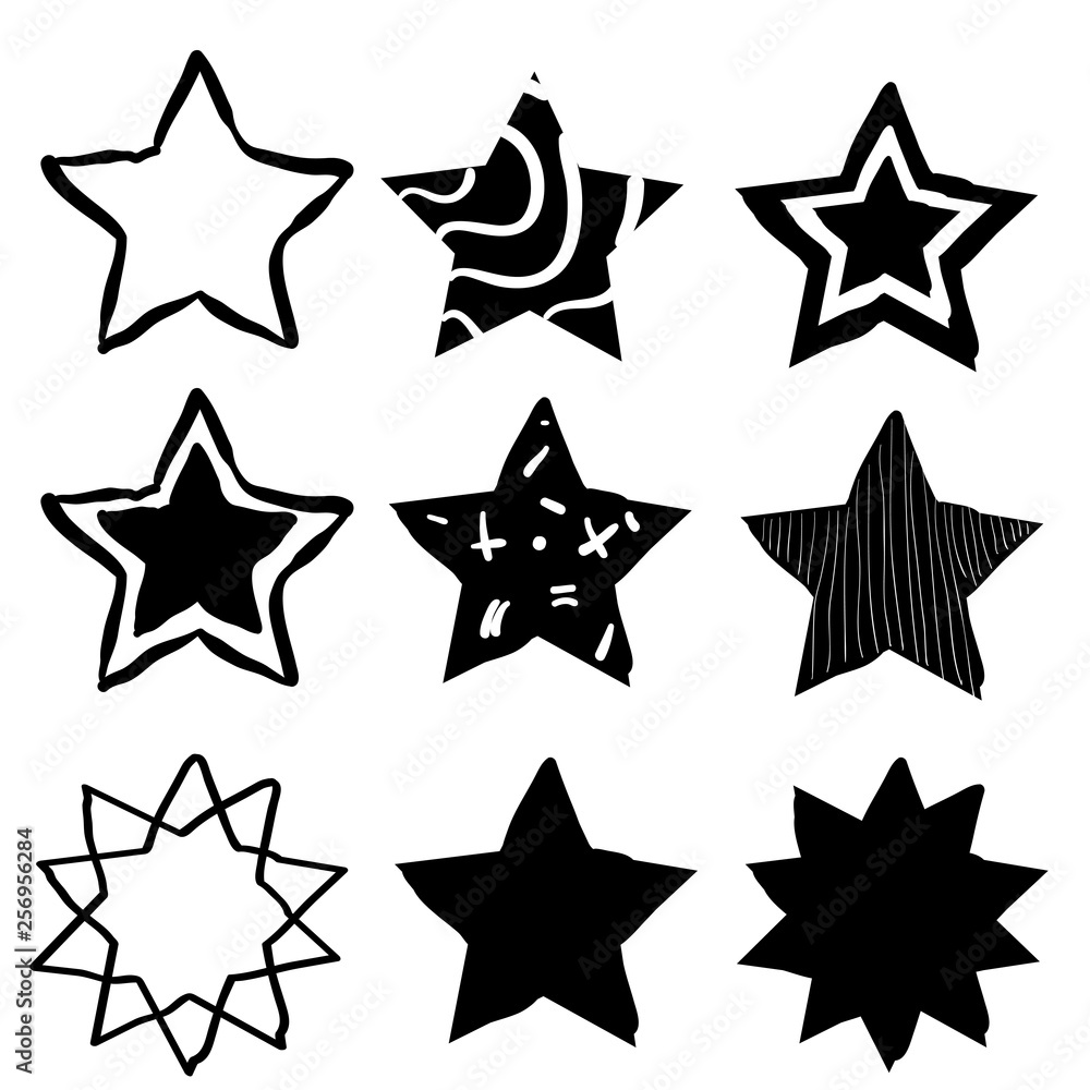 hand drawn stars in doodle style. Could be used for pattern or standalone element. vector hand drawn stars in doodle style. Could be used for pattern or standalone element. vector