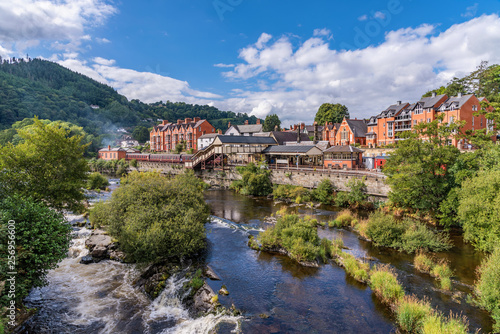 Llangollen town along the river dee in north Wales photo
