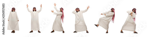 Obraz na płótnie Happy arab man isolated on white
