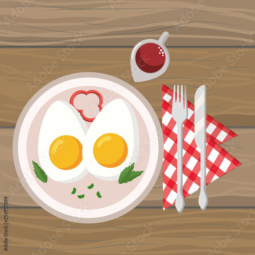 delicious tasty breakfast cartoon