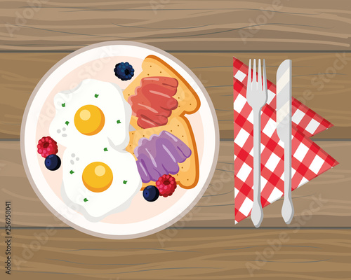 delicious tasty breakfast cartoon