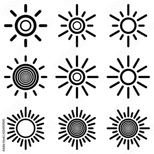 Sun icon set. Suns icon collection