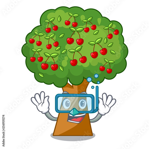 Diving cherry tree isolated in the mascot