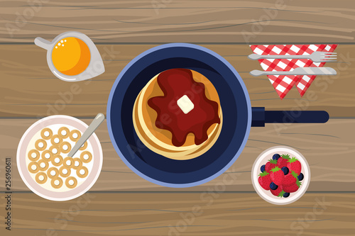 delicious tasty breakfast cartoon