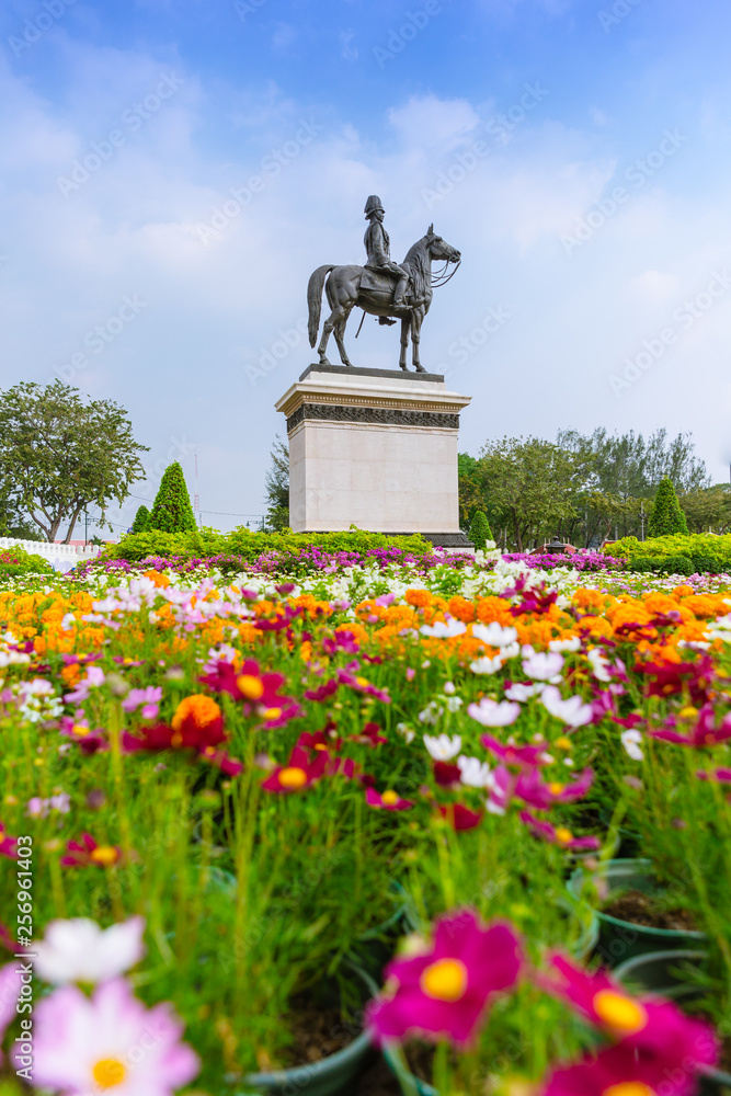 Public square of Equestrian Statue of King Rama V King Chulalongkorn Bankkok King monument.