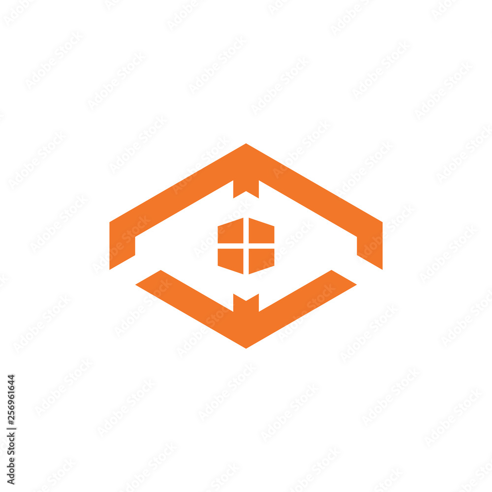 Obraz premium simple roof home window arrow up logo vector