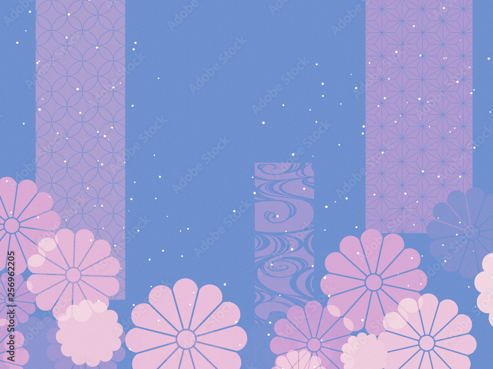 和柄 菊と和文様の背景素材 紫 Stock Illustration Adobe Stock