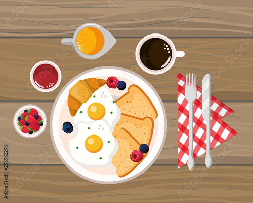 delicious tasty breakfast cartoon