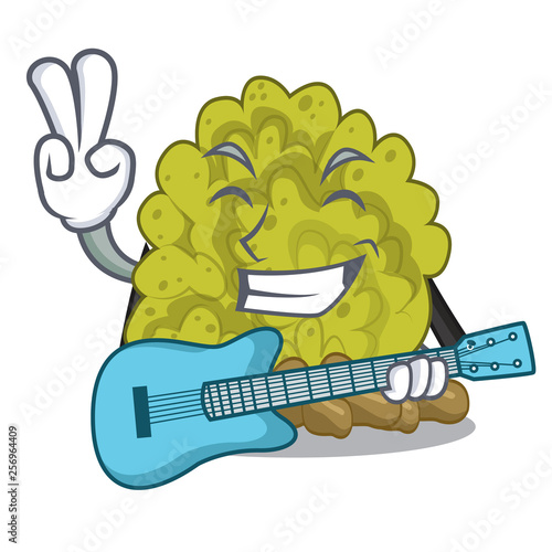 With guitar green coral reef isolated with cartoon