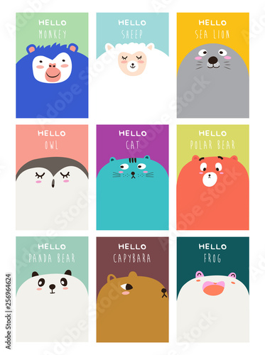 Set Of Cartoon Cute Animal Faces