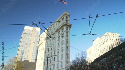 Footage of flat iron building at Atlanta downtown.