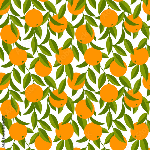 Orange Tree Art Seamless Pattern