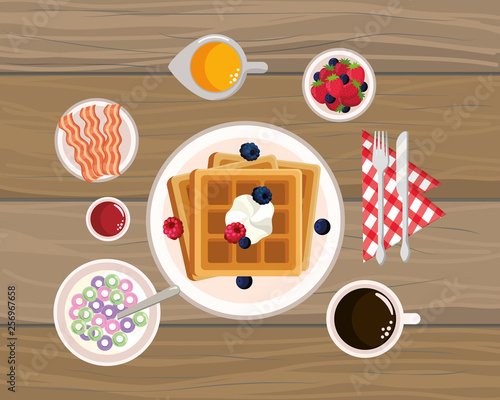 delicious tasty breakfast cartoon