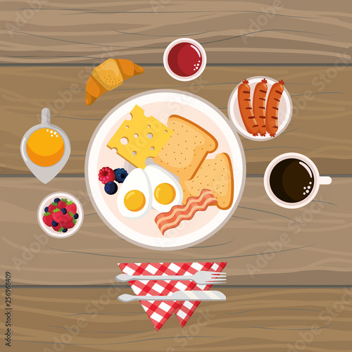 delicious tasty breakfast cartoon