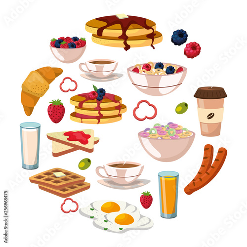 delicious tasty breakfast cartoon