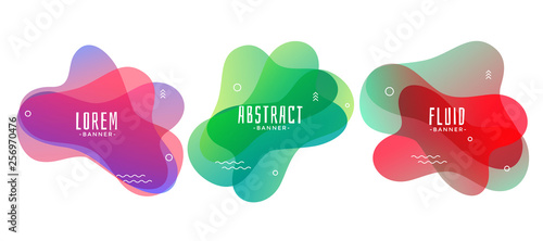 set of abstract liquid or fluid shape banners