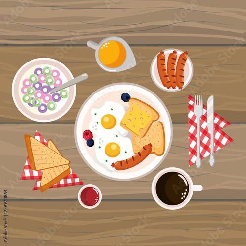 delicious tasty breakfast cartoon