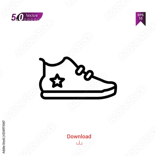 SNEAKERS icon. sneakers icon vector isolated on white background. man-footwear. Graphic design, mobile application,professions icons 2019 year, user interface. Editable stroke. EPS10 format