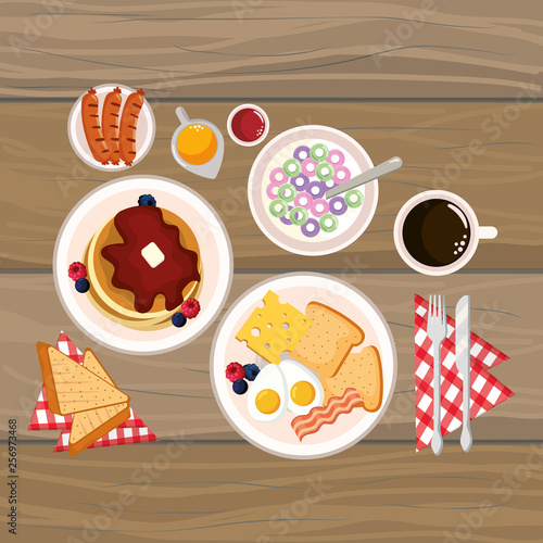 delicious tasty breakfast cartoon