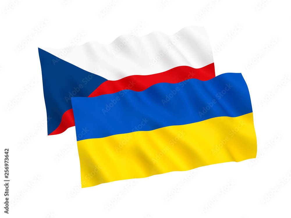 Obraz premium Flags of Ukraine and Czech Republic on a white background