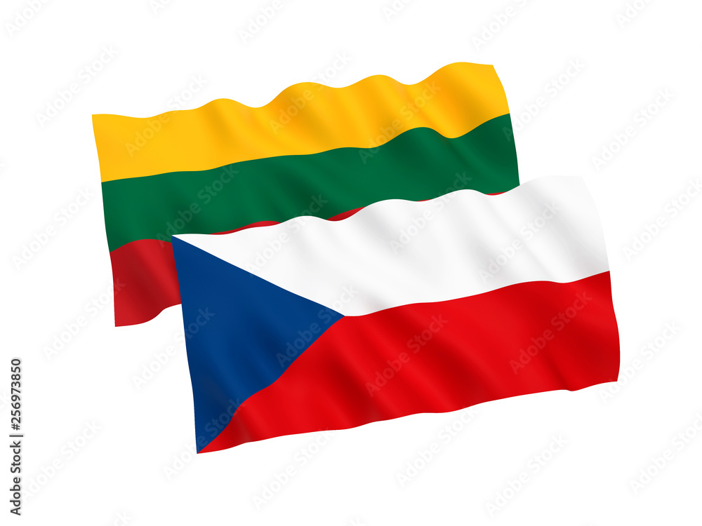 Naklejka premium Flags of Czech Republic and Lithuania on a white background