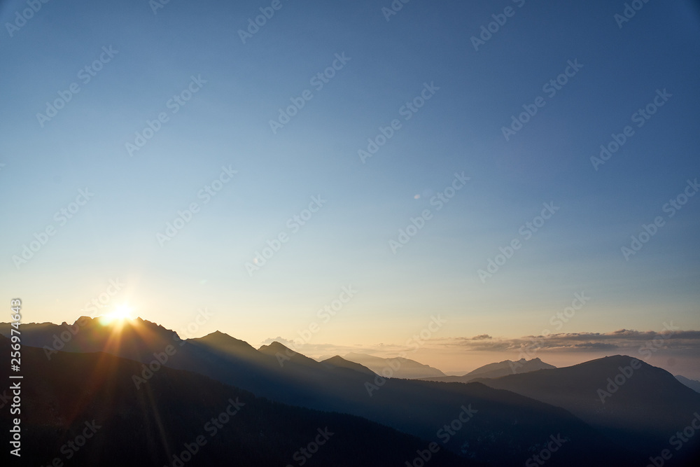 Sunrise on Cima d'Asta group mountains, Trentino, Italy    