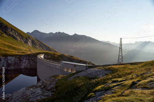 Costa Brunella lake and dam, near Cima d'Asta, Trentino, Italy   