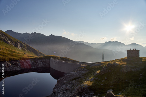 Costa Brunella lake and dam, near Cima d'Asta, Trentino, Italy   