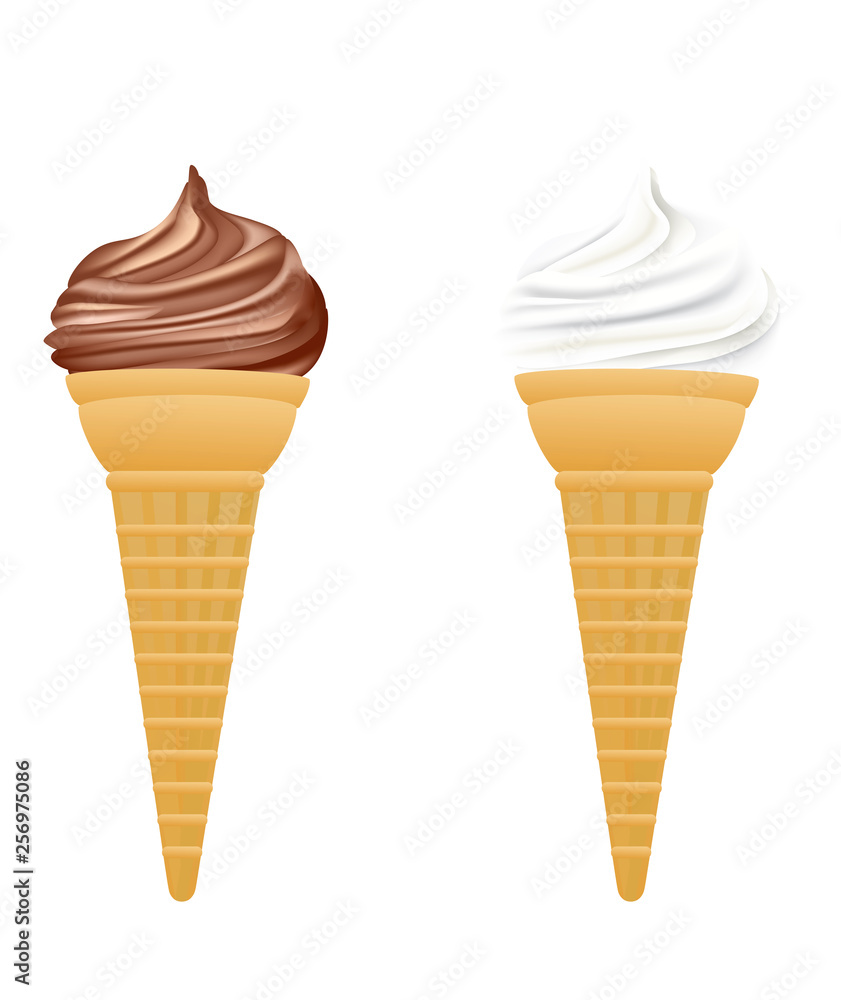 Ice cream in cone, vector