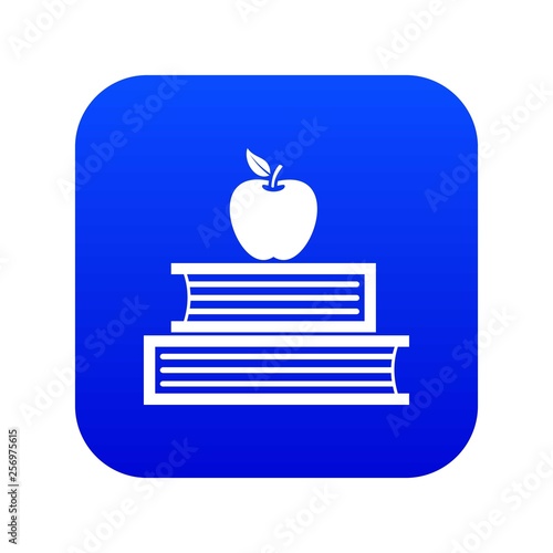 Books and apple icon digital blue for any design isolated on white vector illustration