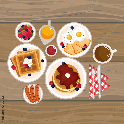 delicious tasty breakfast cartoon