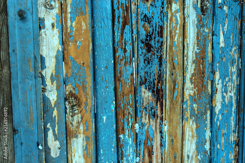 Texture of old weathered boards. Natural background. A fence of boards.