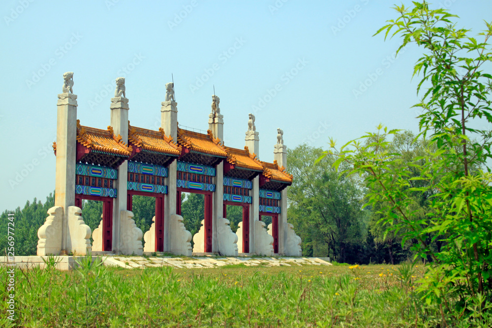 dragon and phoenix door landscape architecture in Eastern Royal Tombs of the Qing Dynasty