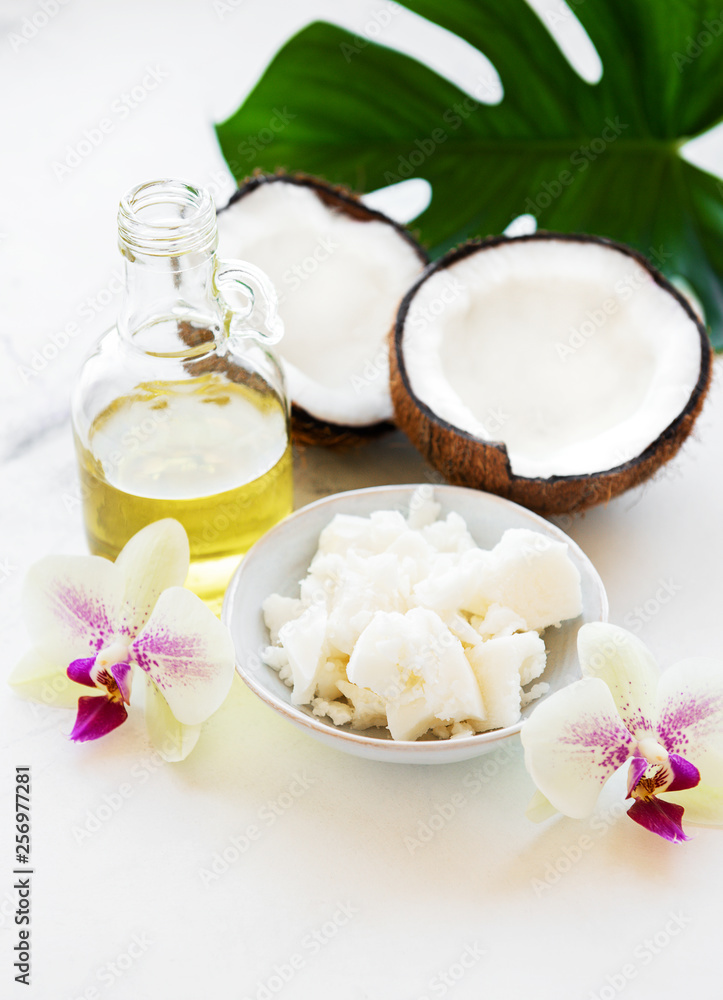 Fresh coconut oil and spa ingredients