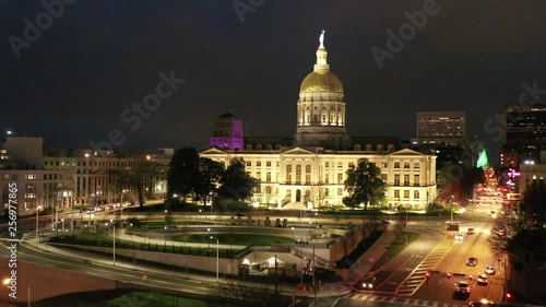 Aerial of Downtown Atlanta, Georgia at Night photo