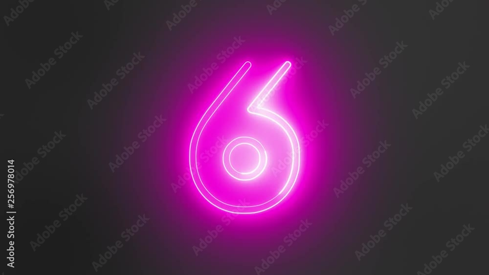 Neon Sign Numbers Counting Up from 6 to 10 Color Pink Neon Sign Numbers Counting Up from 6 to 10 Color Pink