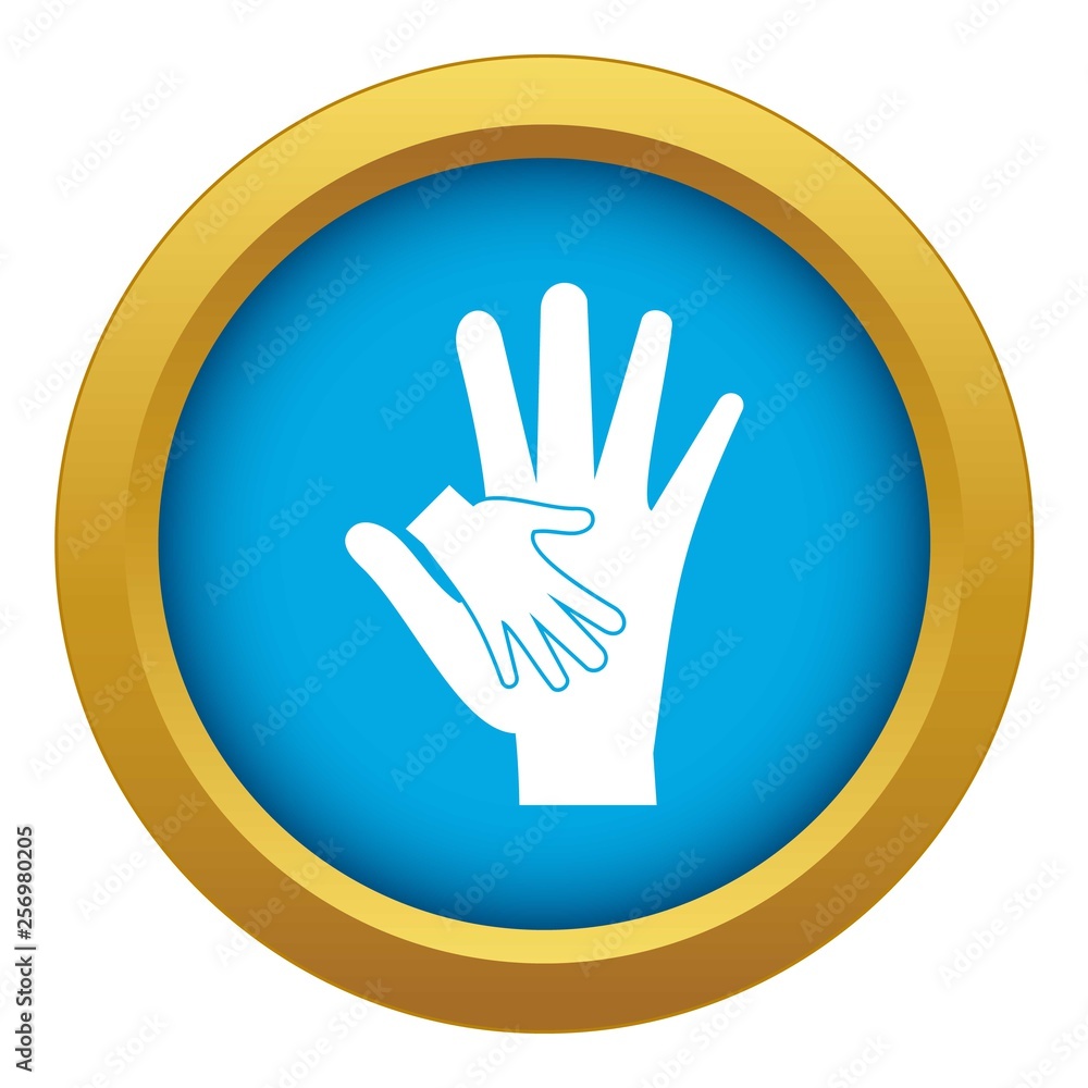 Obraz premium Baby and mother hand icon blue vector isolated on white background for any design