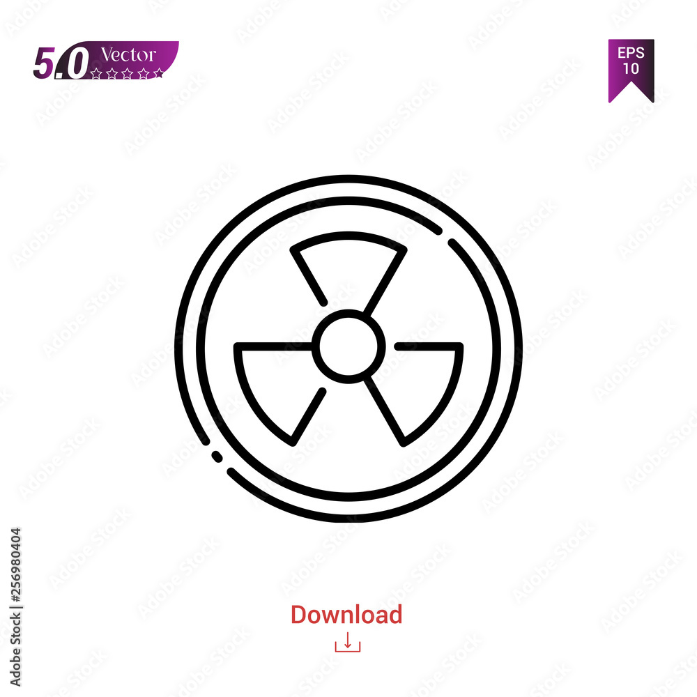 Outline radiation icon. radiation icon vector isolated on white background.disaster. Graphic design, mobile application, icons 2019 year, user interface. Editable stroke. EPS10 format
