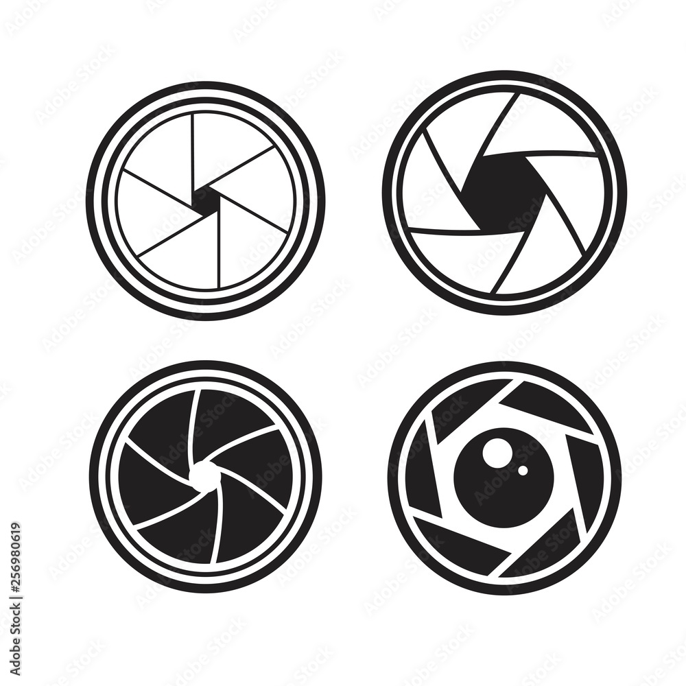 Camera shutter icons set Camera shutter icons set