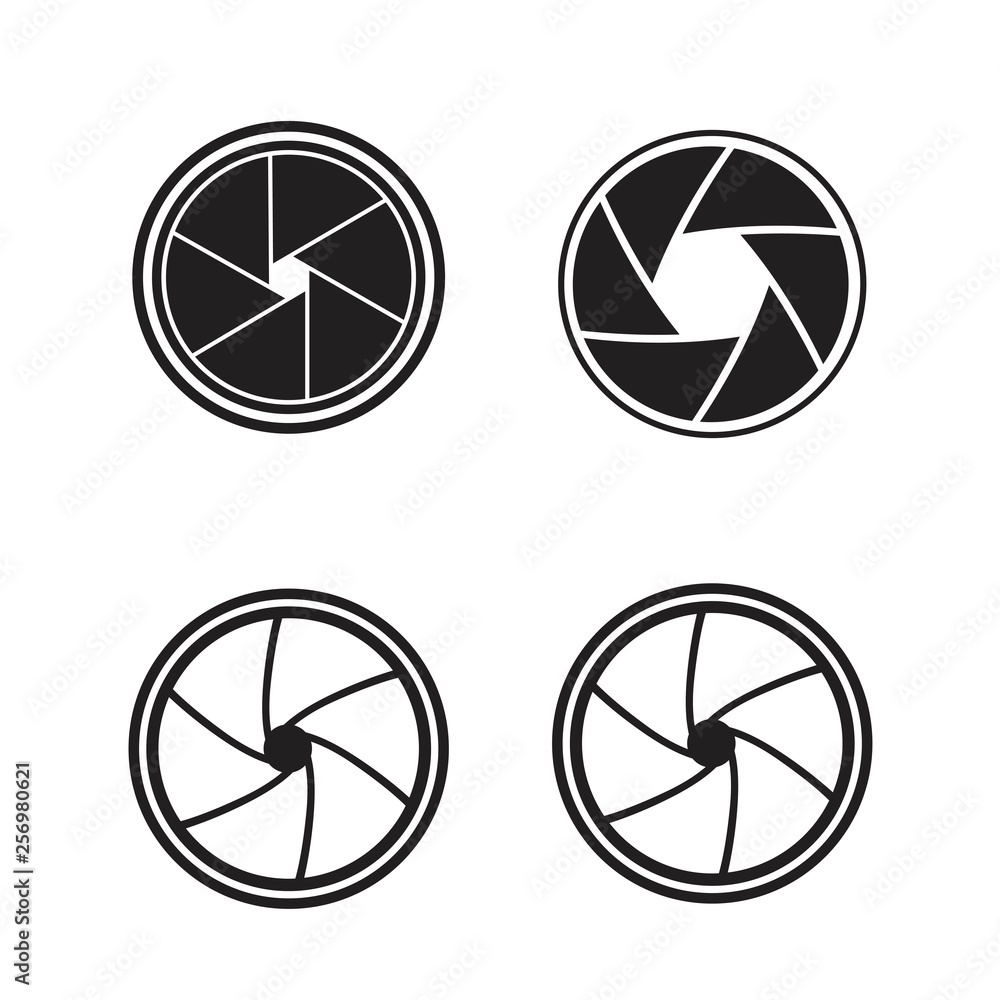 Camera shutter icons set Camera shutter icons set