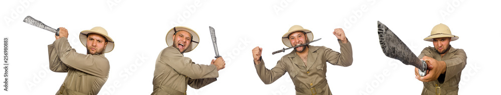 Man with knife isolated on white Man with knife isolated on white