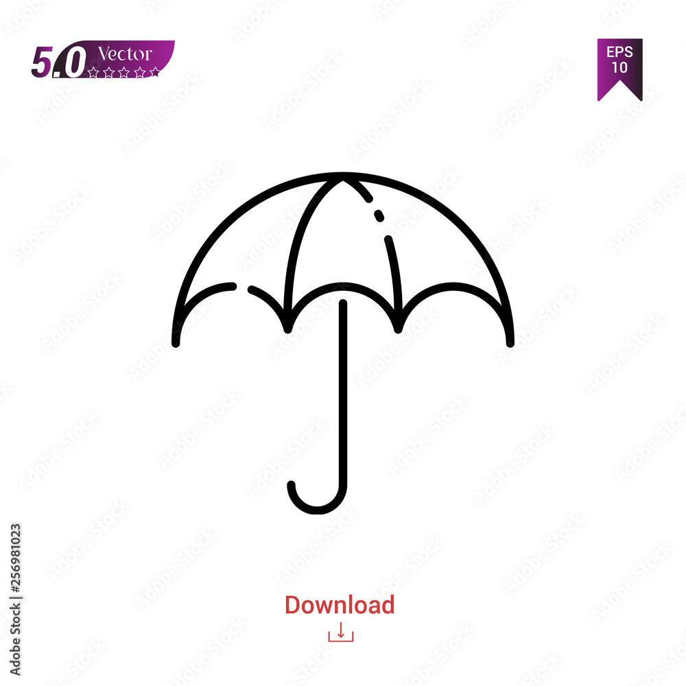 Outline umbrella icon. umbrella icon vector isolated on white background.disaster. Graphic design, mobile application, icons 2019 year, user interface. Editable stroke. EPS10 format Outline umbrella icon. umbrella icon vector isolated on white background.disaster. Graphic design, mobile application, icons 2019 year, user interface. Editable stroke. EPS10 format