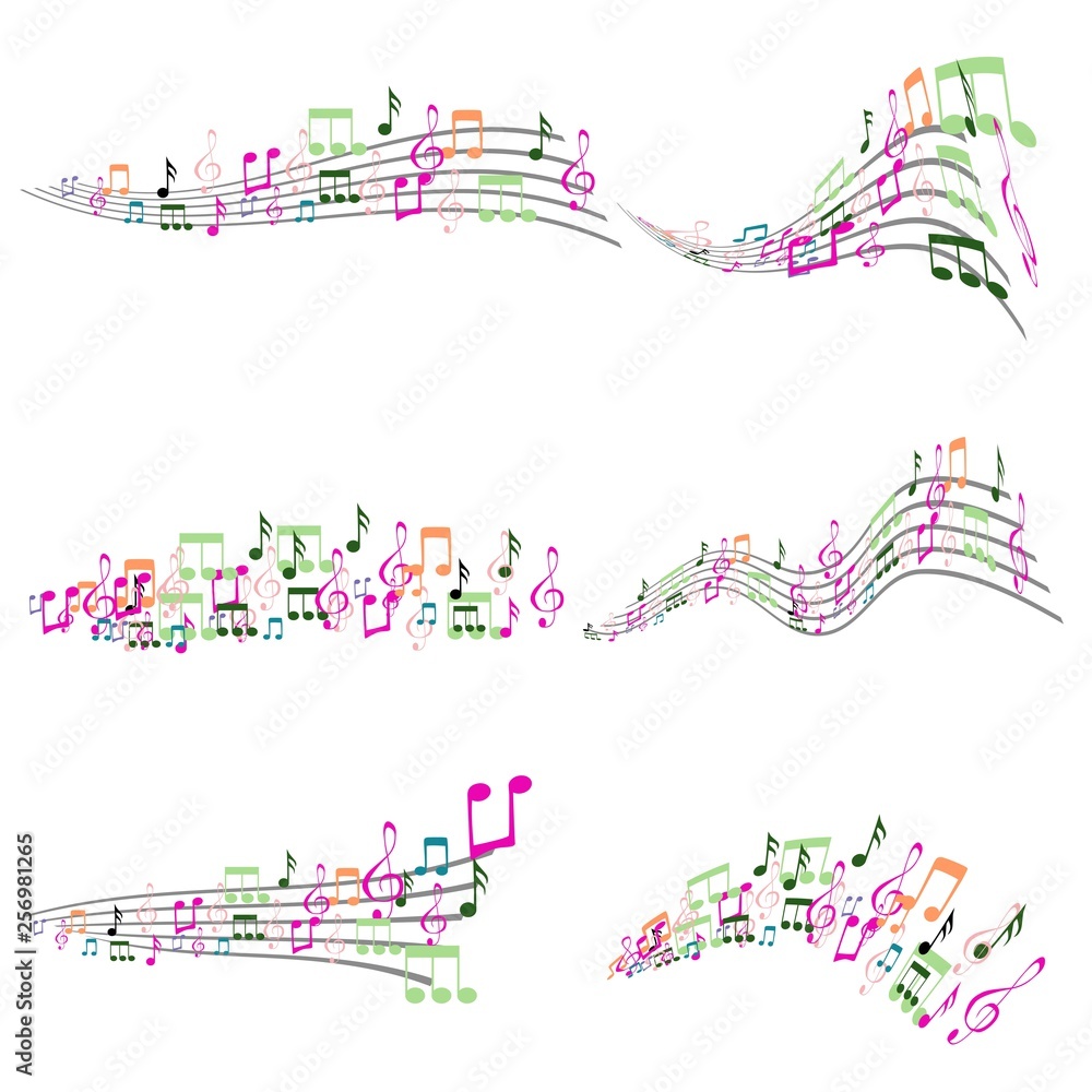 Set of Colorful Musical Notes Illustration Set of Colorful Musical Notes Illustration