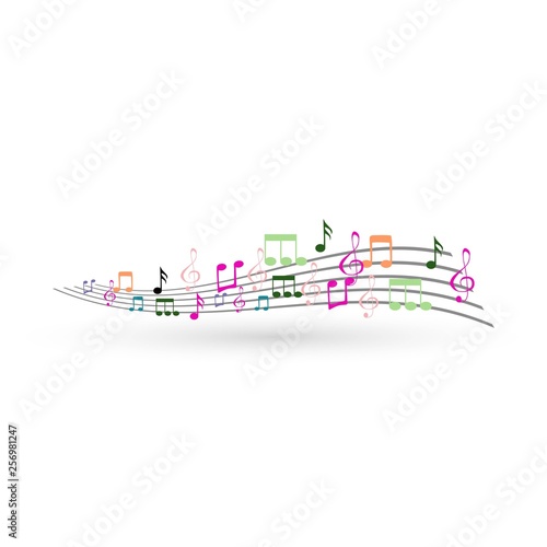 Abstract Background with Colorful Music notes