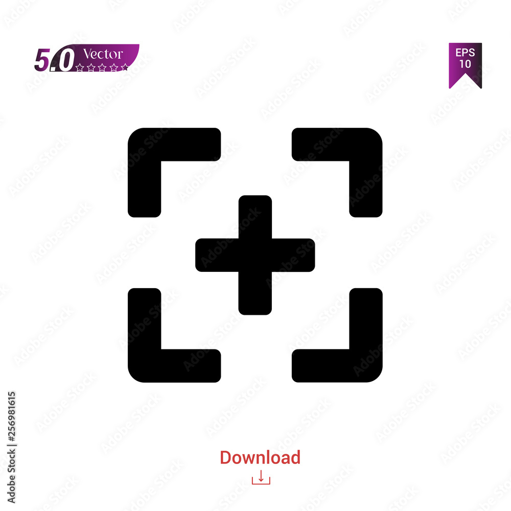 Fototapeta premium Outline black focus icon. focus icon vector isolated on white background. Graphic design, mobile application, icons 2019 year, user interface. Editable stroke. EPS 10 format