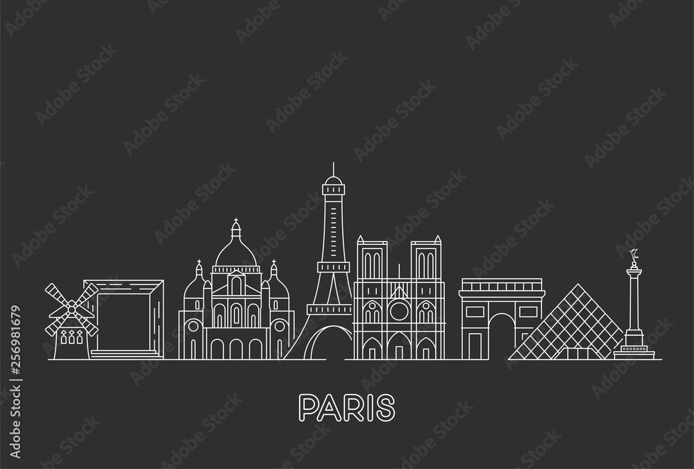Fototapeta premium Paris vector skyline.